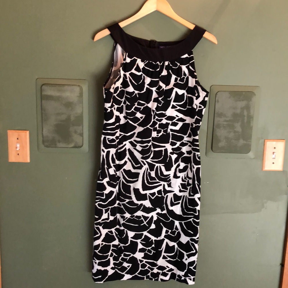Designer black and white sleeveless dress